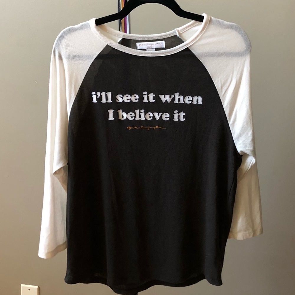 See it believe it retro raglan tee
